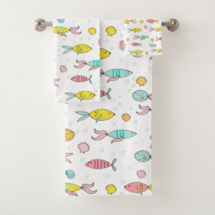 Fun Nautical Fish Muster Badhandtuch Set