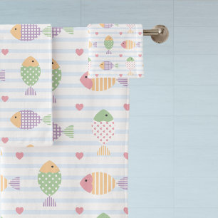 Fun Nautical Fish Pattern Badhandtuch Set