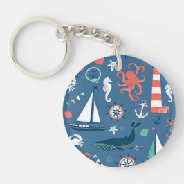 Fun-Nautical-Graphic-Muster Schlüsselanhänger