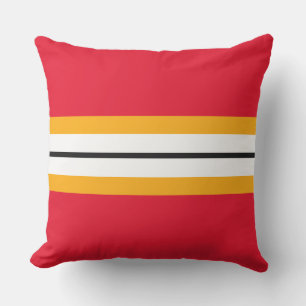 Fun Nautical Red Yellow Schwarz-weiß Racing Streif Kissen