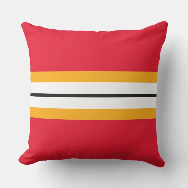 Fun Nautical Red Yellow Schwarz-weiß Racing Streif Kissen (Vorderseite)