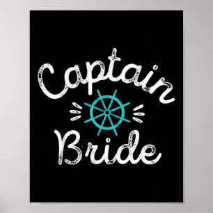 Fun Nautical Wedding Matching Groom Ship Cap Poster