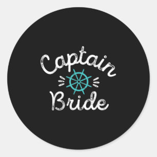 Fun Nautical Wedding Matching Groom Ship Cap Runder Aufkleber
