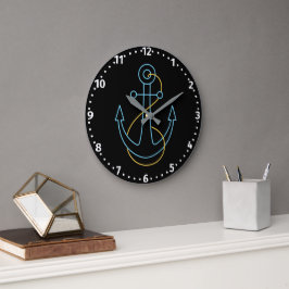 Fun Neon Boat Anchor Große Wanduhr