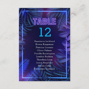 Fun Neon Glow Party Escort Tischnummer