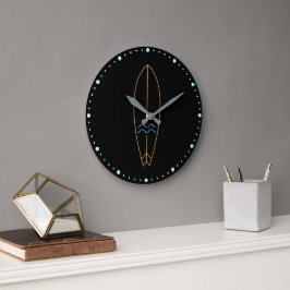 Fun Neon Surfboard Große Wanduhr
