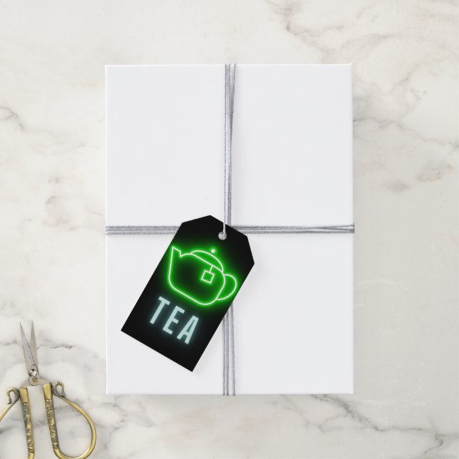 Fun Neon Teapot Geschenkanhänger (Mit Garn)