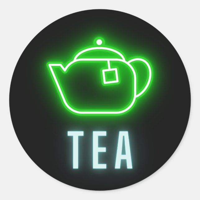 Fun Neon Teapot Runder Aufkleber (Vorderseite)