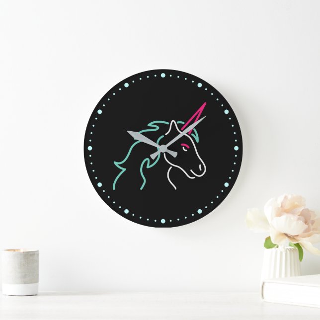 Fun Neon Unicorne Grande horloge (Maison)