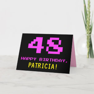 Fun, Nerdy, Geeky, Pink, 8-Bit Style 48th Birthday Karte