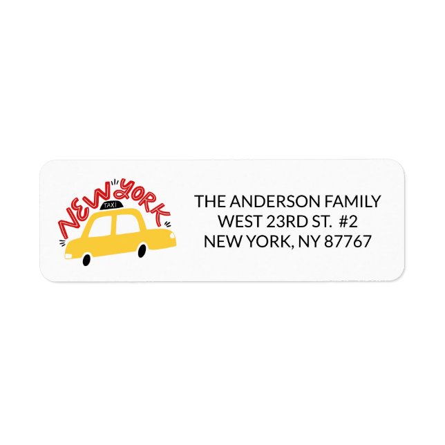Fun New York Taxi Cab Neues Adressetikett (Vorne)
