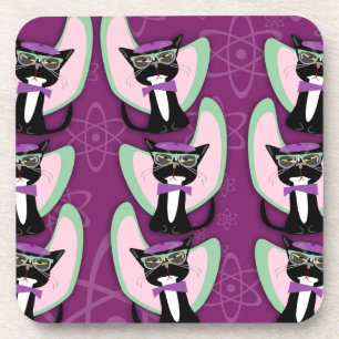 Fun Niedlich Beatnik Cat Getränkeuntersetzer