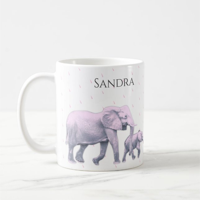 Fun Niedlich d Pink Elephants Moderne Kaffeetasse (Links)