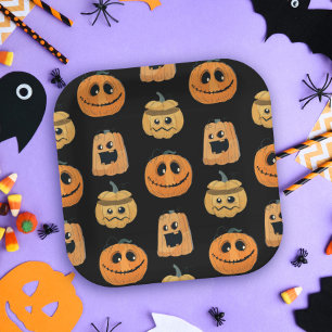 Fun Niedlich Pumpkin Pattern Halloween-Party Pappteller