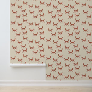 Fun Niedlich Red Fox Muster auf Beige Tapete