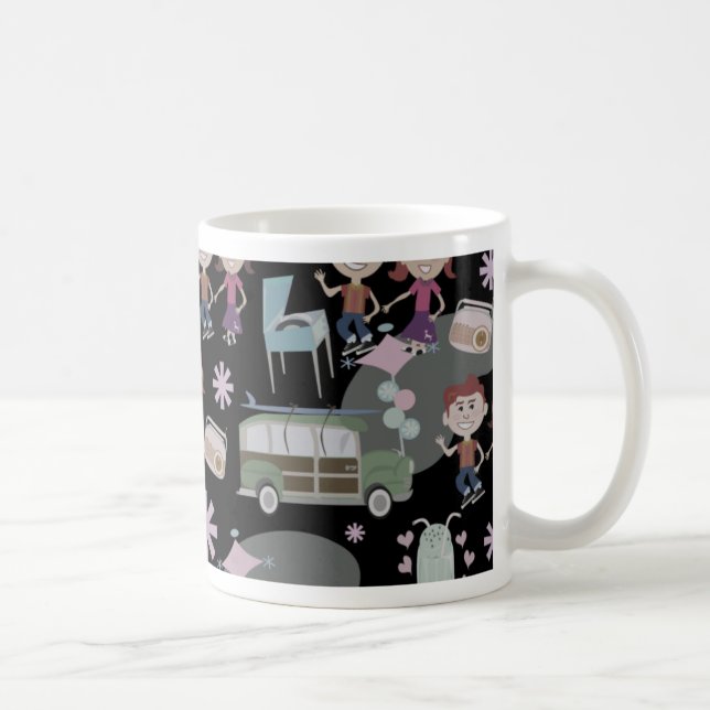 Fun Niedlich Retro Art Sock Hop Muster Kaffeetasse (Rechts)