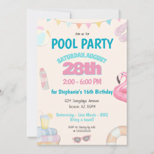 Fun Niedlich Summer Pool Geburtstagsparty Einladun Einladung