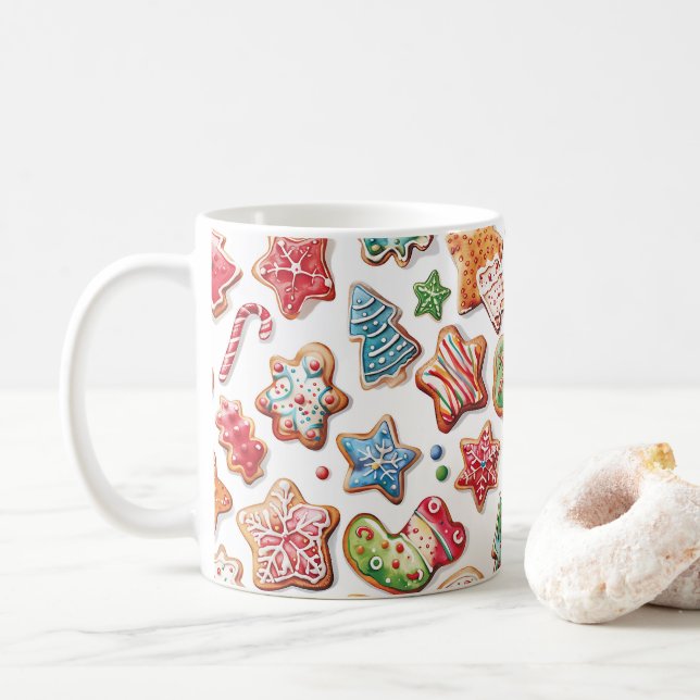 Fun Niedliche Aquarellwein Weihnachtskekse Tasse (Mit Donut)