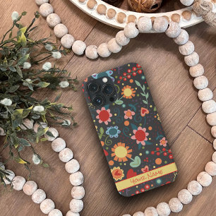 Fun Niedliche Blume Whimsical Black Inspirivity Ca Case-Mate iPhone Hülle