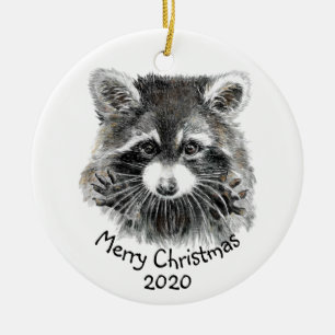 Fun Niedliche Wasserfarbe Raccoon Tierart Spaß Keramik Ornament