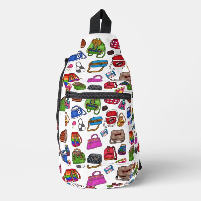 Fun Niedliches Design Illustrierter Purpurkunst Crossbody Bag (Vorderseite)