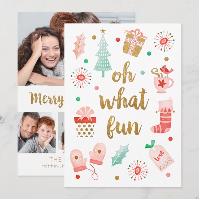 Fun Noël Famille Carte photo (Devant / Derrière)