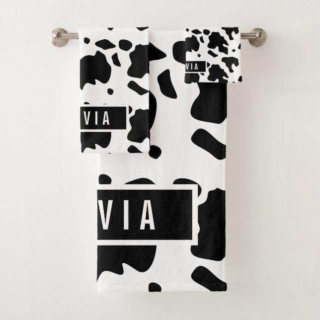 Fun Nom personnalisé Holstein Cow Poster de animal (En situation)