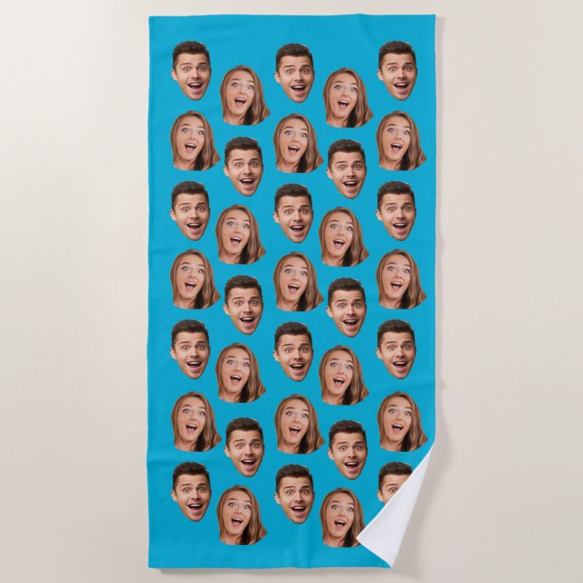 Fun Novelty Face Foto Custom Wedding Groom Spaß Strandtuch (Vorderseite)