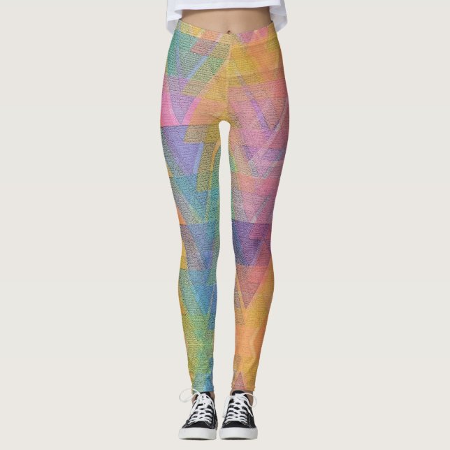 Fun Novelty Geometric Triangle Abstrakt Leggings (Vorderseite)