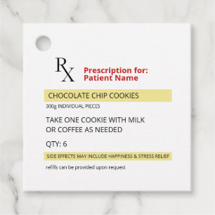 Fun Novelty Rx Verschreibung Cookie Gefälligkeitst Geschenkanhänger