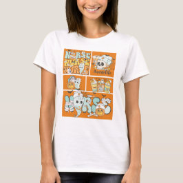 Fun Nurse Halloween Orange Tile Basic Dark T - Shi T-Shirt