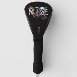 Fun Nurse Life Retro Typografie Personalisiert Golf Headcover