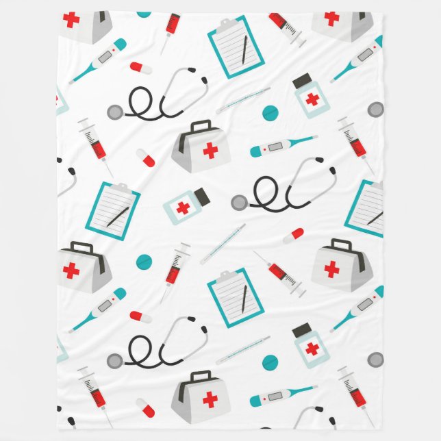 Fun Nurse Medical Muster gekachelt Fleece Decke (Vorderseite)