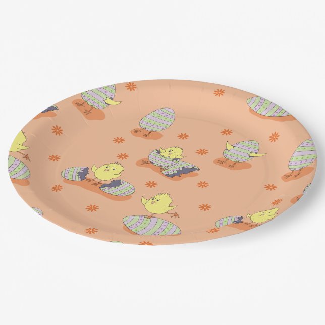 Fun Oaster Chick Paper Plate Pappteller (Schrägansicht)