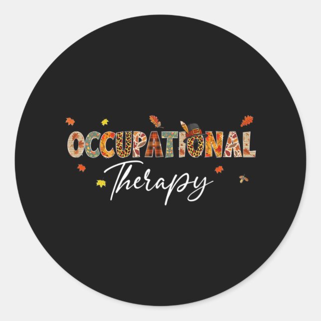 Fun Occupational Therapy Pumpkin Herbst Bäume fall Runder Aufkleber (Vorderseite)