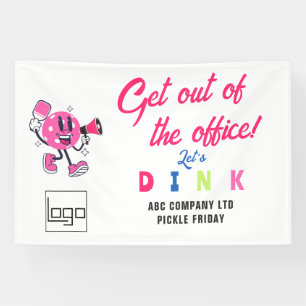 Fun Office Team Building Sports Cartoon Pickleball Banner