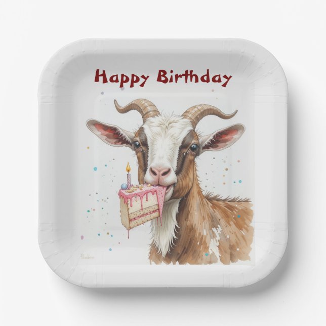 Fun Old Goat Over Hill Birthday Pappteller (Vorderseite)