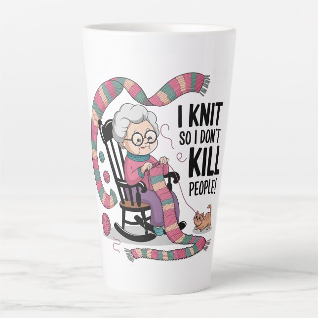 Fun Oma Knitting Design Milchtasse (Vorderseite)