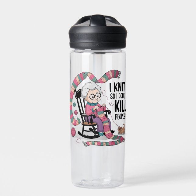 Fun Oma Knitting Design Trinkflasche (Vorderseite)