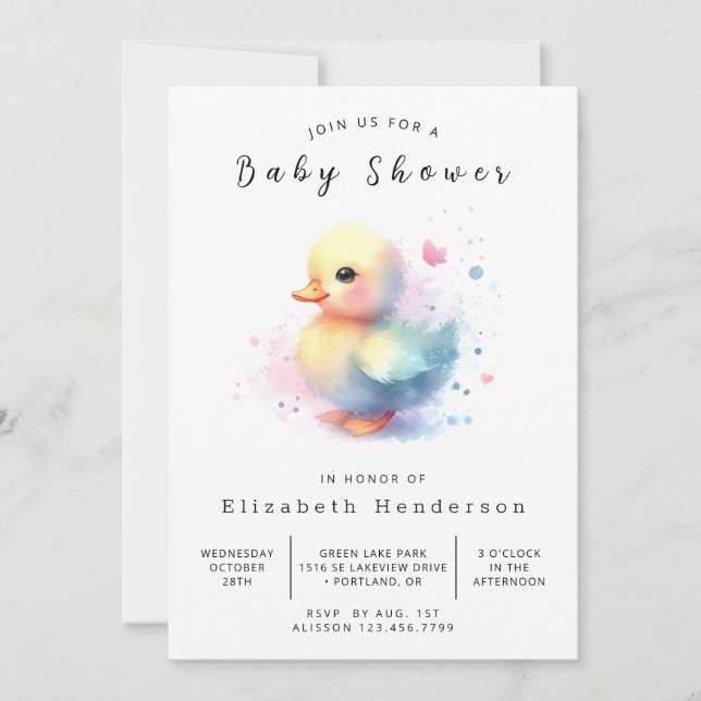 Fun Online Duck Baby Shower Einladung (Vorderseite)