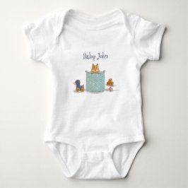 Fun Orange Baby Fox Illustration Baby Strampler