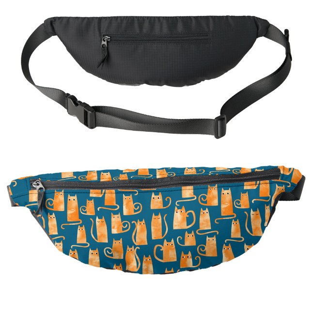 Fun Orange Cat Aquamarin Green Bauchtasche (Fun orange ginger cat pattern teal green fanny pack bag)