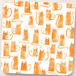 Fun Orange Cat Getränkeuntersetzer<br><div class="desc">Niedliches kleines, wasserfarbenes orangefarbenes Ingwer-Katzenmuster. Originelle Kunst von Nic Squirrell. Ideal für Tierfreunde.</div>