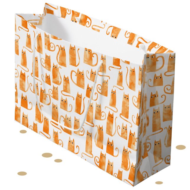 Fun Orange Cat Große Geschenktüte (Fun orange ginger cat pattern gift bag)