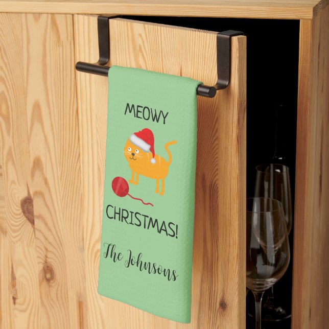 Fun Orange Cat Meowy Weihnachtsküche Handtuch (Drittel gefaltet)