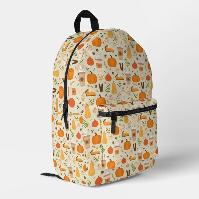 Fun Orange Fall Pattern Bedruckter Rucksack (Rückseitige Ecke links)