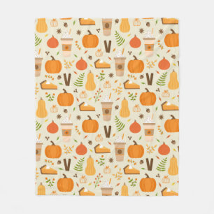 Fun Orange Fall Pattern Fleecedecke