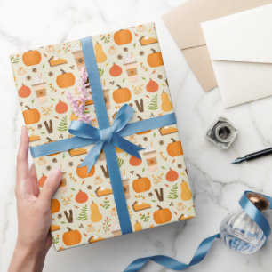 Fun Orange Fall Pattern Geschenkpapier