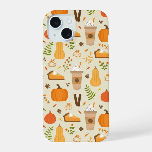 Fun Orange Fall Pattern iPhone 15 Hülle (Rückseite)