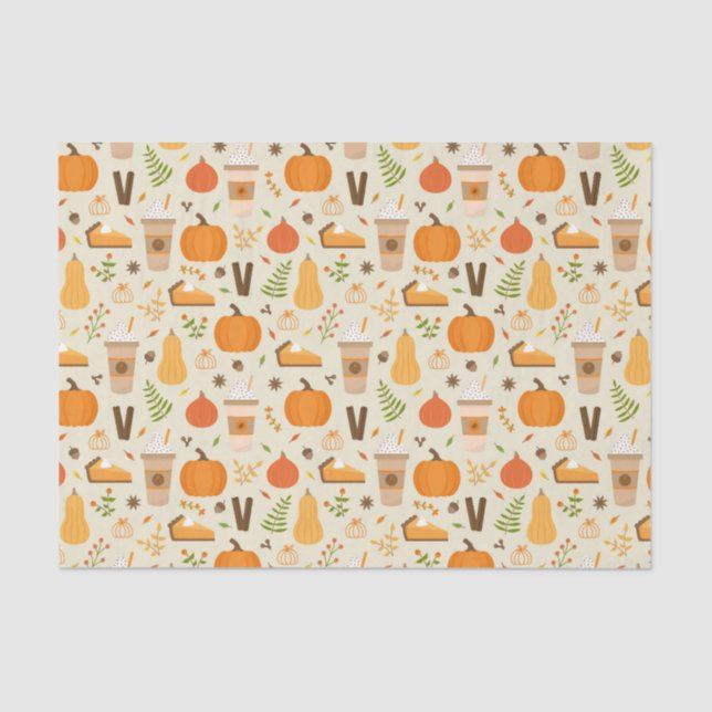Fun Orange Fall Pattern Seidenpapier (Vorderseite)